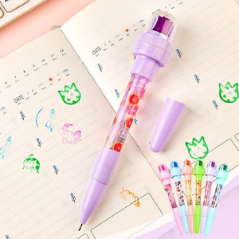 Kids Magic Bubble Pen – 5-in-1 Writing, Stamping and LED Light Toy
