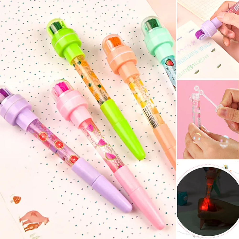 Kids Magic Bubble Pen – 5-in-1 Writing, Stamping and LED Light Toy