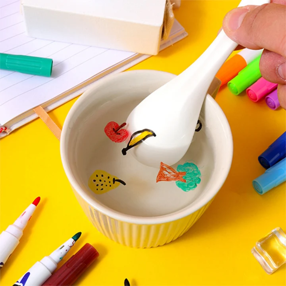 Kids Magic Floating Drawing Pens – 12-Color Water Painting Marker Set with Ceramic Spoon