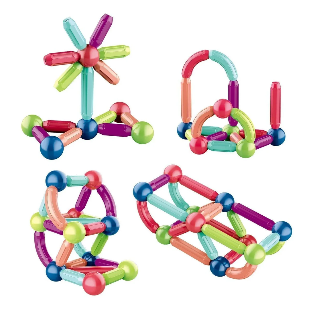 Kids Magnetic Building Blocks Set – Colorful STEM Construction Toy with Storage Box