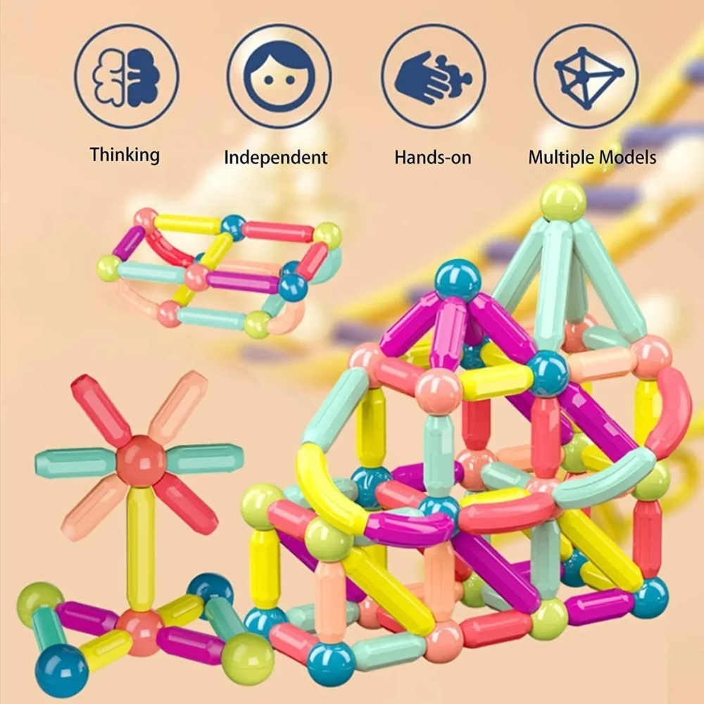 Kids Magnetic Building Blocks Set – Colorful STEM Construction Toy with Storage Box