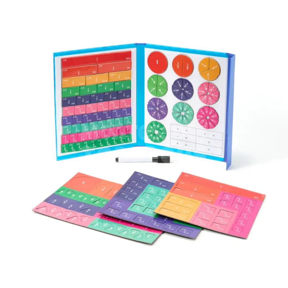 Kids Magnetic Fractions Set – Educational Math Learning Book with Fraction Tiles