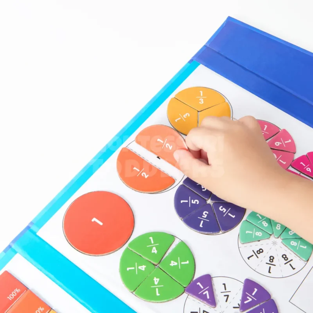 Kids Magnetic Fractions Set – Educational Math Learning Book with Fraction Tiles