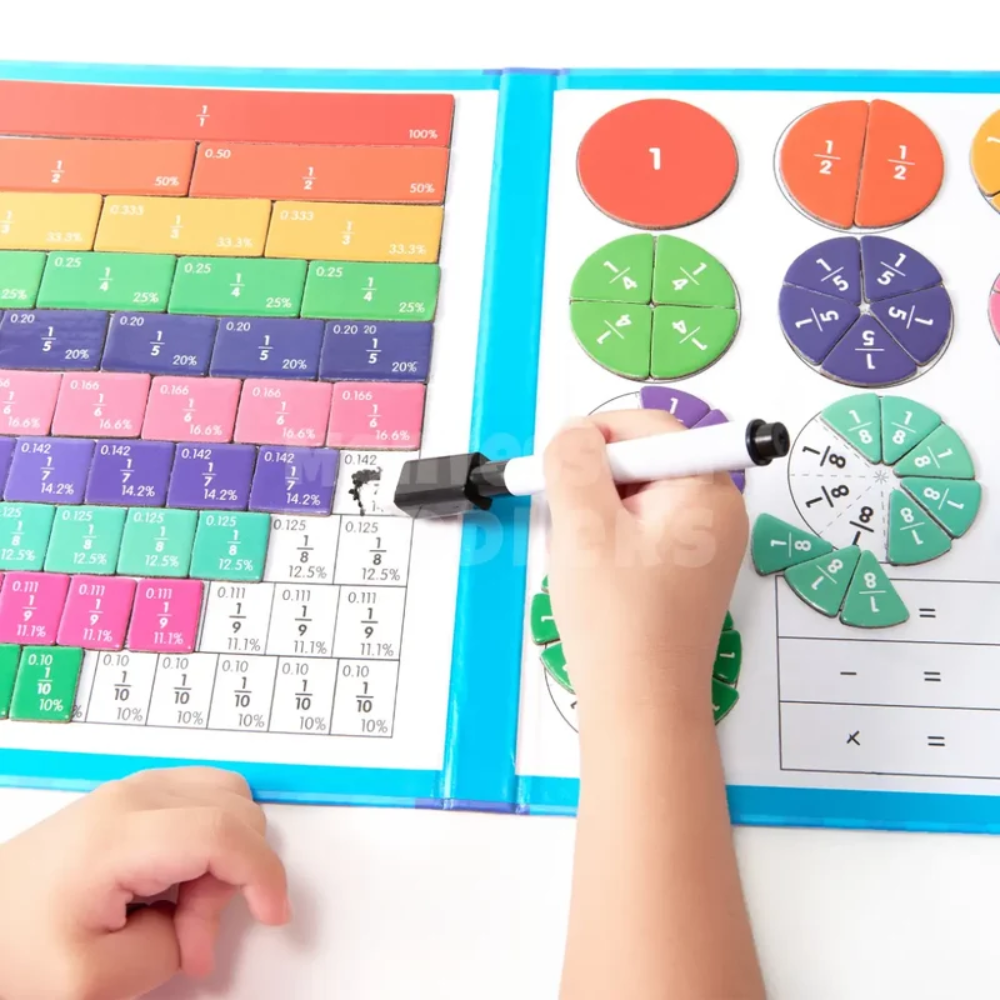 Kids Magnetic Fractions Set – Educational Math Learning Book with Fraction Tiles