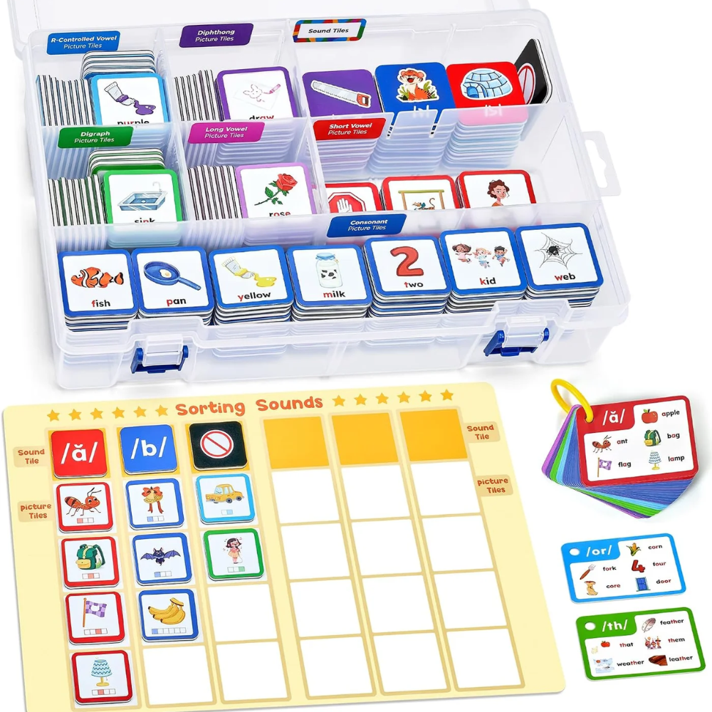 Kids Magnetic Phonics Letter Tiles – 265-Piece Alphabet and Word Building Set with Writing Folder