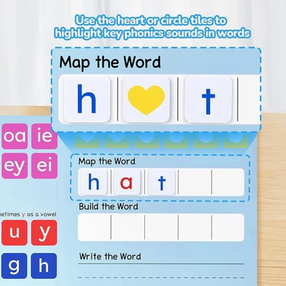 Kids Magnetic Phonics Letter Tiles – 265-Piece Alphabet and Word Building Set with Writing Folder