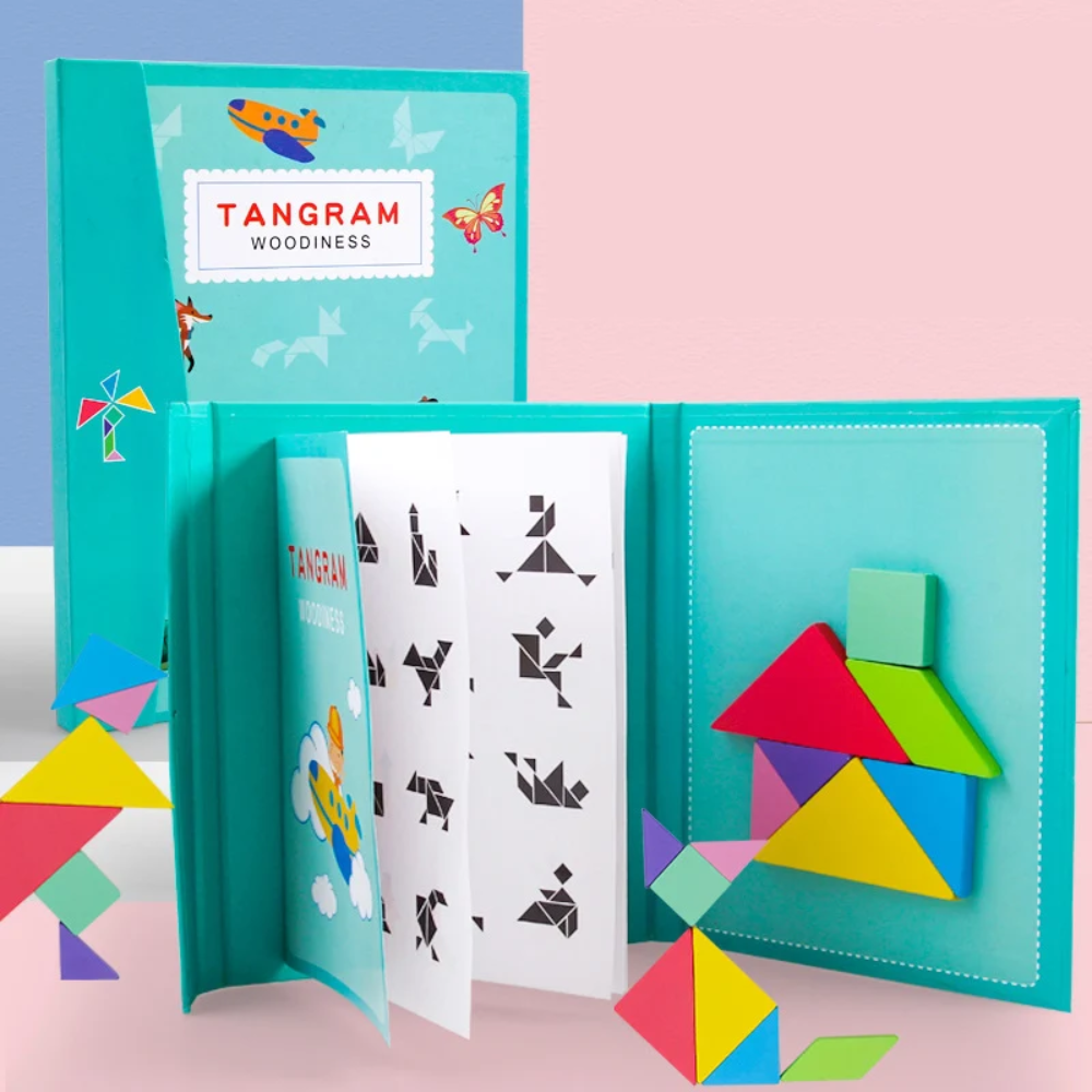 Kids Magnetic Tangram Puzzle – Montessori-Inspired Geometric Shape Matching Board Game