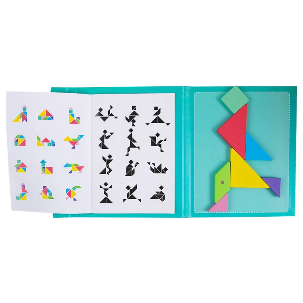 Kids Magnetic Tangram Puzzle – Montessori-Inspired Geometric Shape Matching Board Game