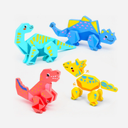 Kids Magnetic Wooden Dinosaur Building Set – 28-Piece Mix and Match Dinosaur Toy
