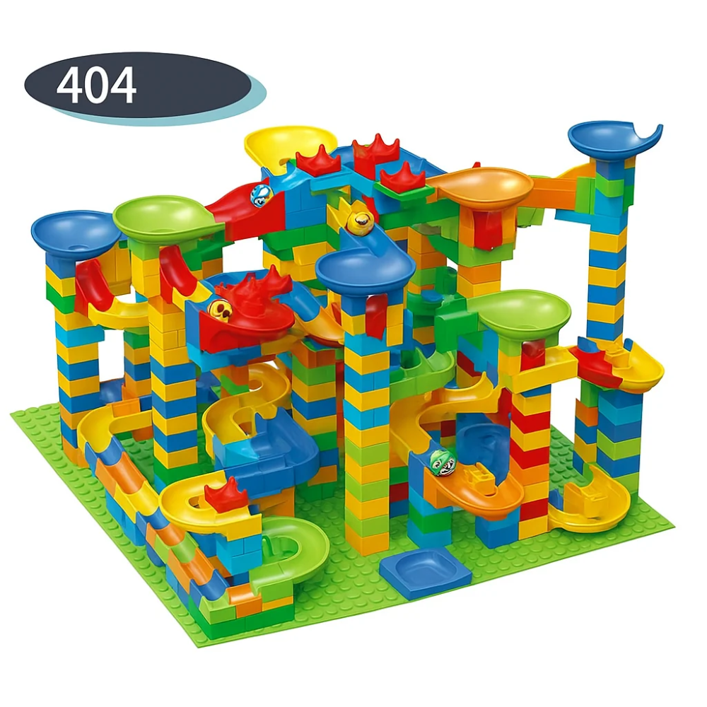 Kids Marble Run Building Blocks – 168-Piece Colorful Construction and Rolling Ball Track Set
