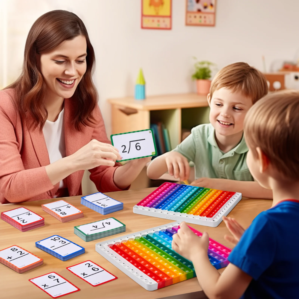 Kids Math Flash Cards Set – 288 Double-Sided Cards with Learning Chart for 4 Math Operations