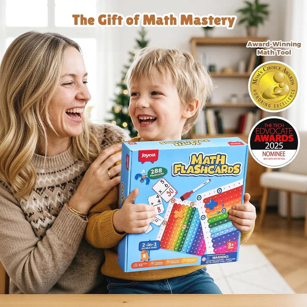 Kids Math Flash Cards Set – 288 Reusable Cards with Double-Sided Multiplication and Addition Board