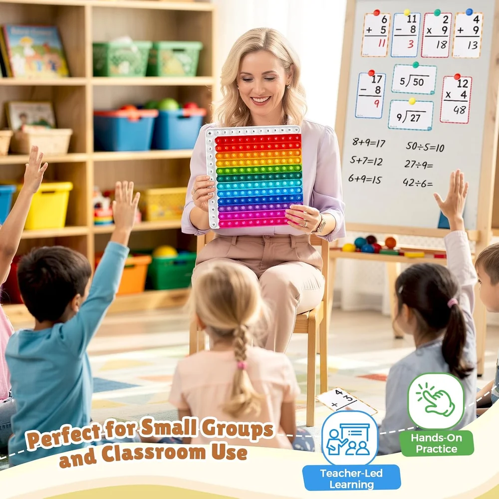 Kids Math Flash Cards Set – 288 Reusable Cards with Double-Sided Multiplication and Addition Board