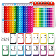 Kids Math Flash Cards and Pop Fidget Chart – 288 Reusable Cards for 4 Math Operations