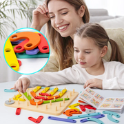 Kids Montessori Pegboard Puzzle – Wooden Shape Matching and Pattern Building Educational Toy