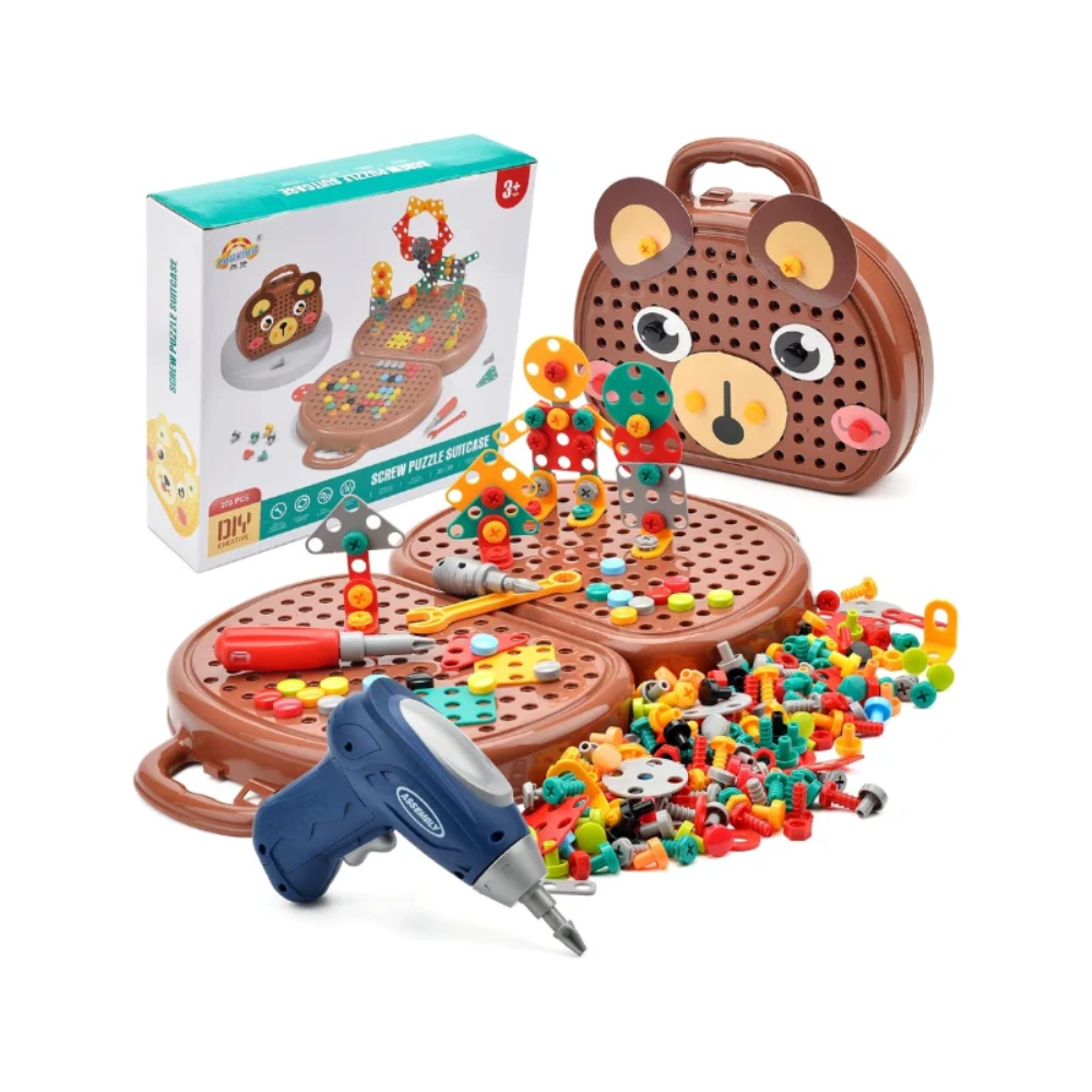 Kids Montessori Tool Kit – Educational Construction Toy Set with Electric Drill and Storage Case