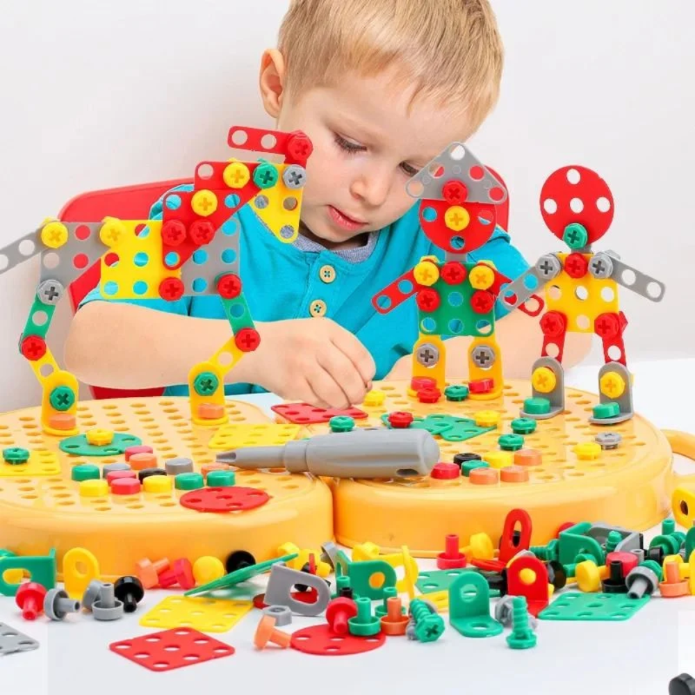 Kids Montessori Tool Kit – Educational Construction Toy Set with Electric Drill and Storage Case