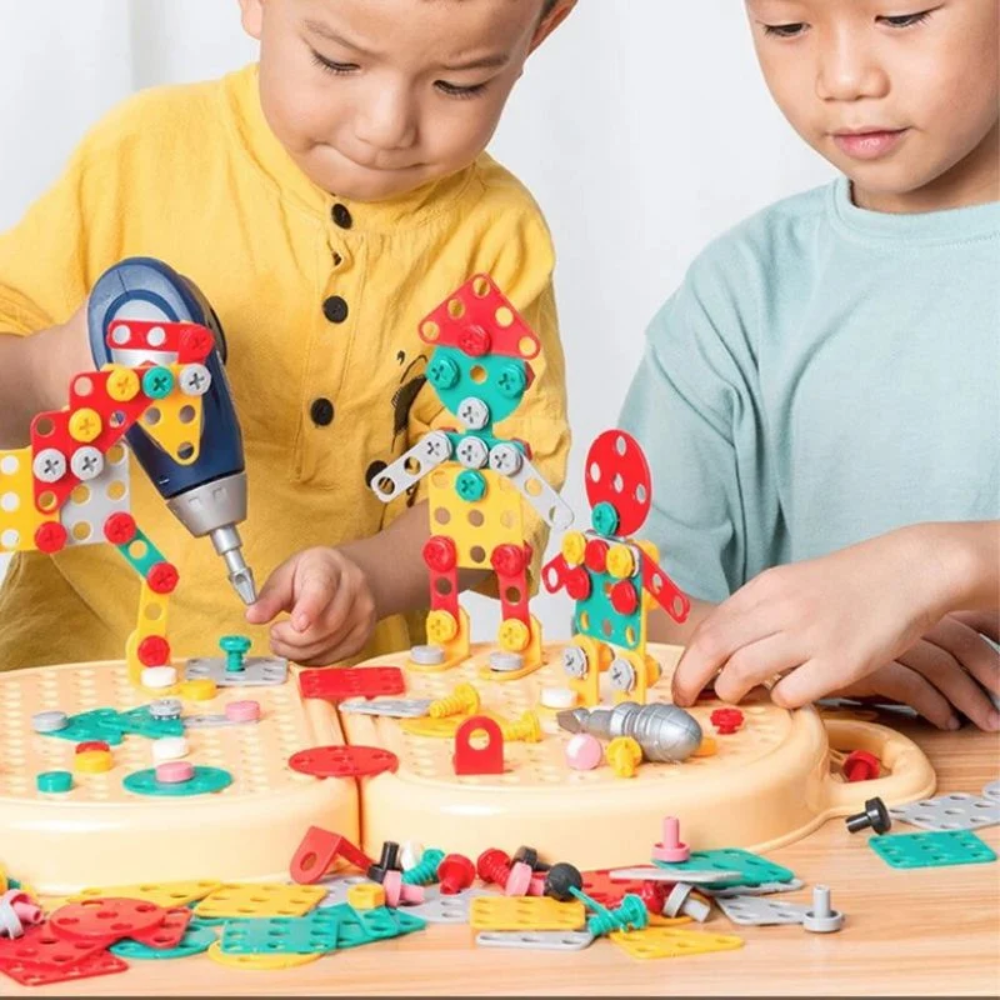 Kids Montessori Tool Kit – Educational Construction Toy Set with Electric Drill and Storage Case