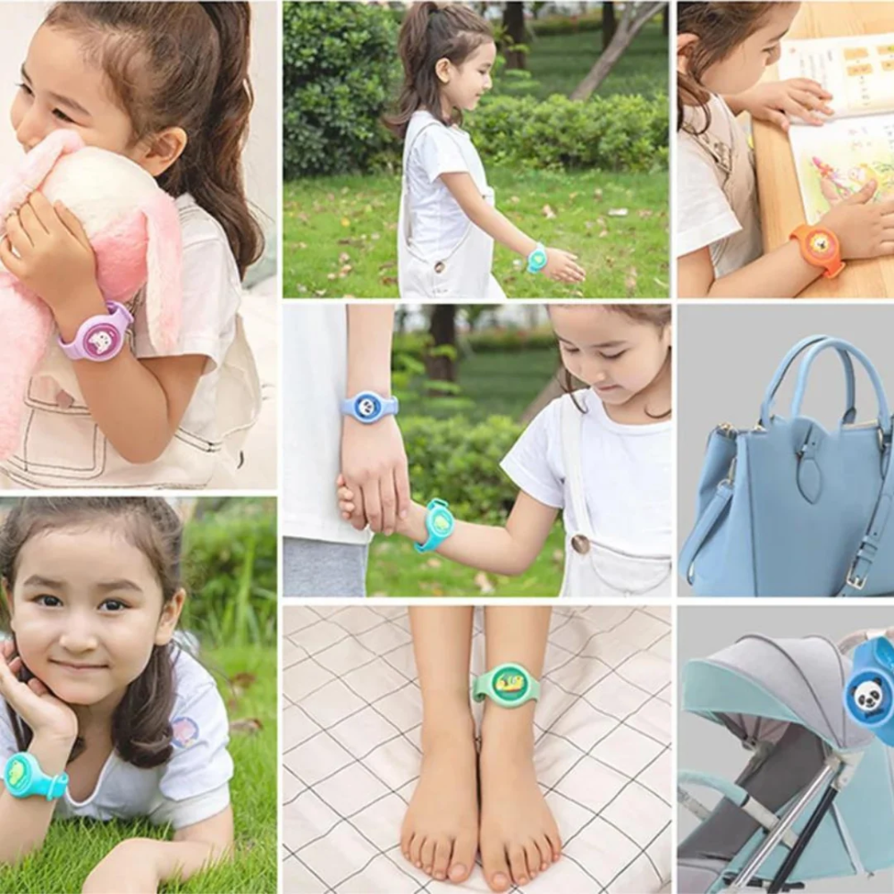 Kids Mosquito Repellent Bracelet – Adjustable Silicone Wristband with Citronella and Eucalyptus Scent