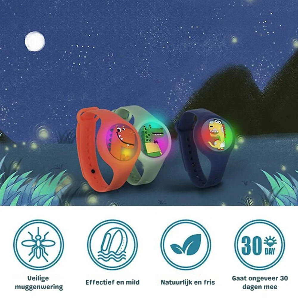 Kids Mosquito Repellent Bracelet – Adjustable Silicone Wristband with Citronella and Eucalyptus Scent