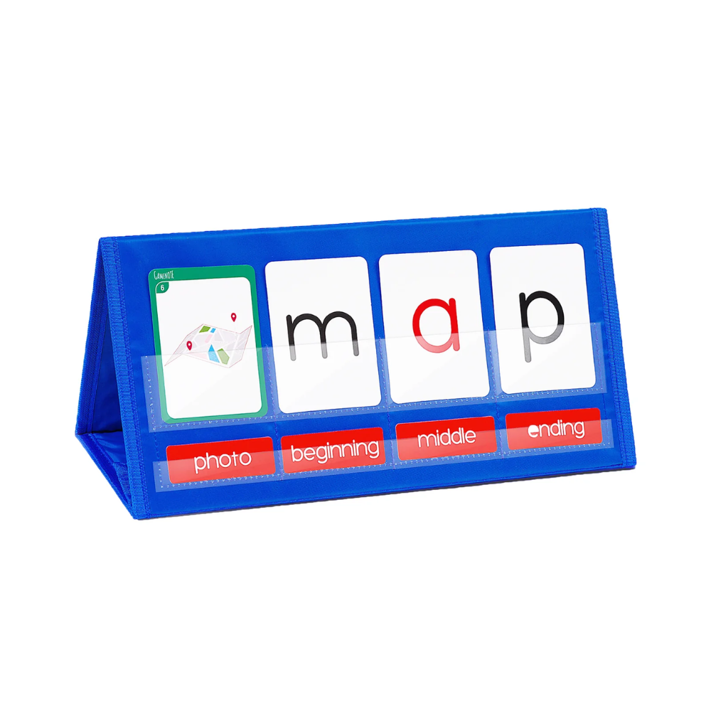 Kids Phonics Blending Kit – Foldable Word Building Pocket Chart with Letter and Picture Cards