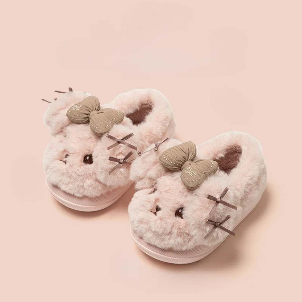 Kids Plush Dog Slippers – Warm Fleece Lined Indoor Shoes with Non-Slip Soles