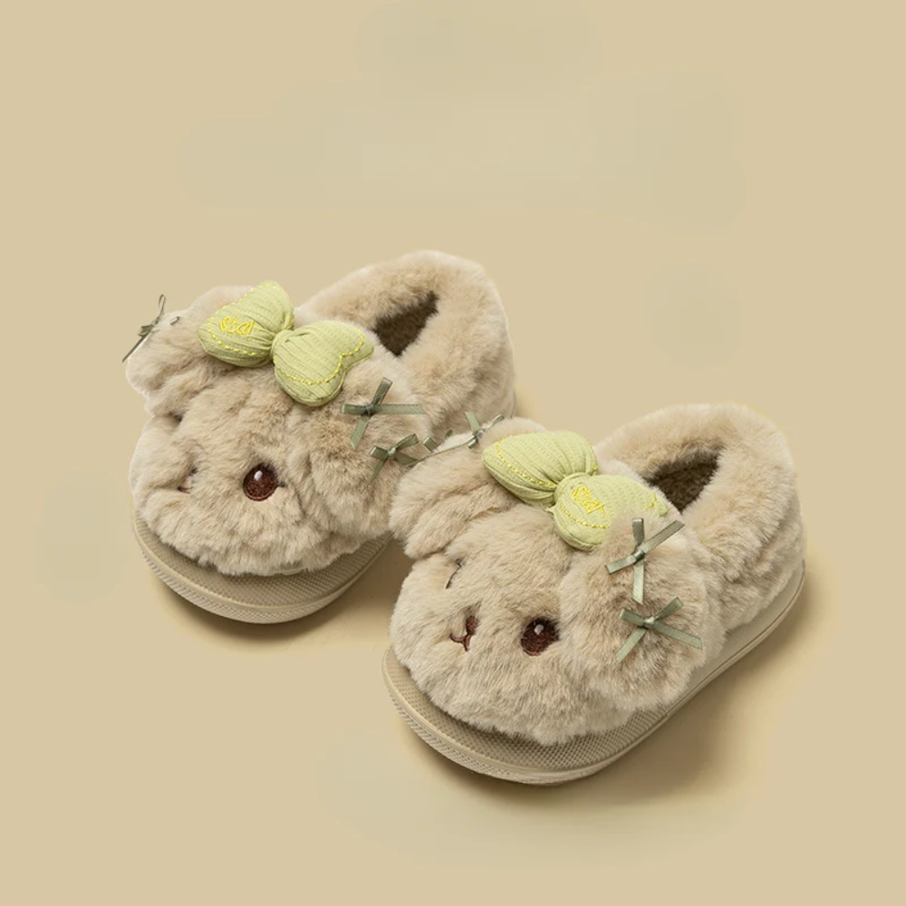 Kids Plush Dog Slippers – Warm Fleece Lined Indoor Shoes with Non-Slip Soles