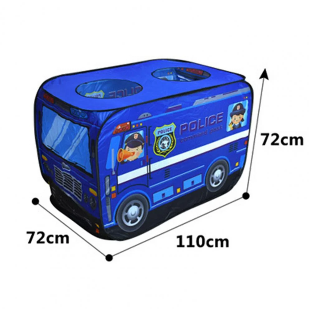 Kids Pop-Up Play Tent – Foldable Fire Truck & Bus Pretend Playhouse
