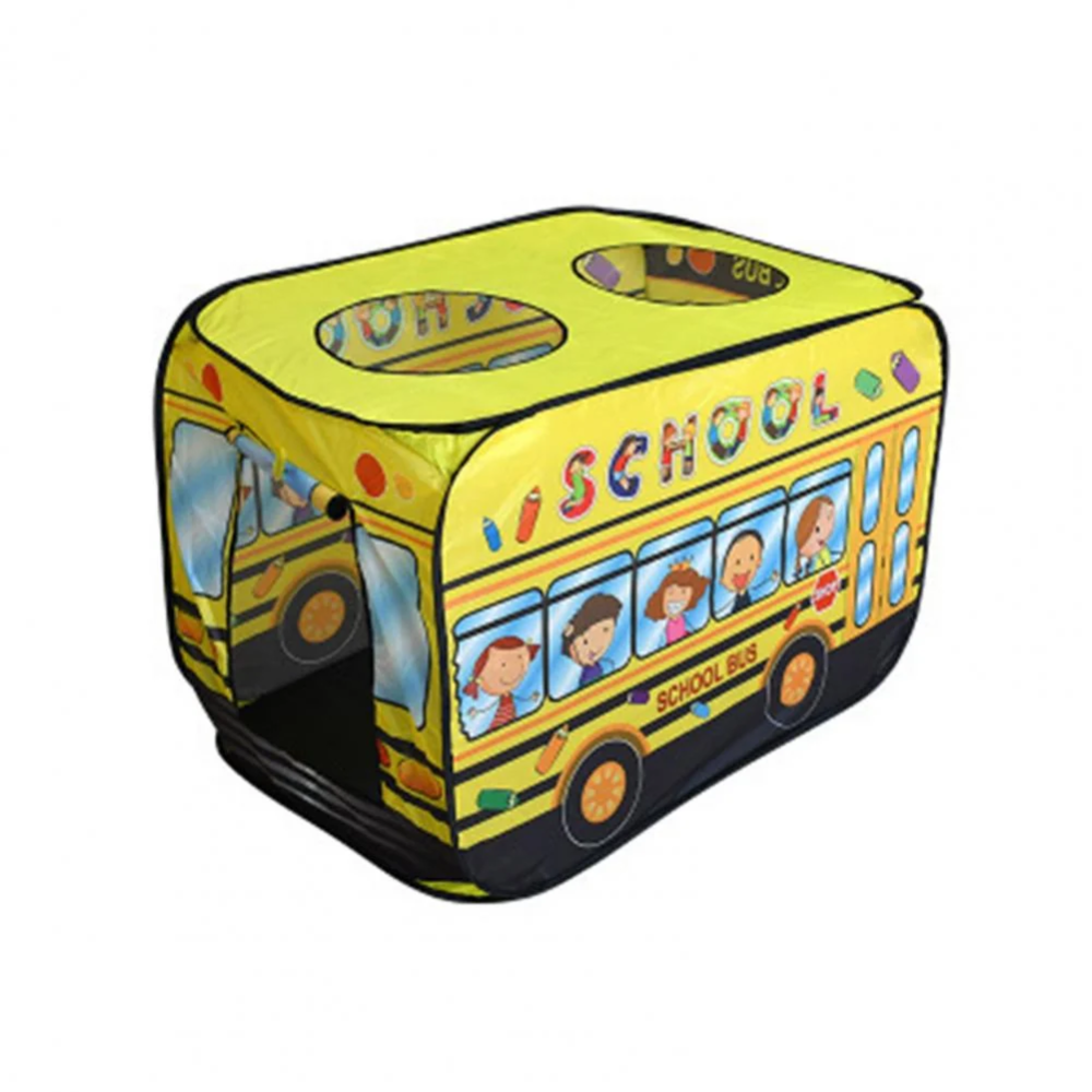 Kids Pop-Up Play Tent – Foldable Fire Truck & Bus Pretend Playhouse