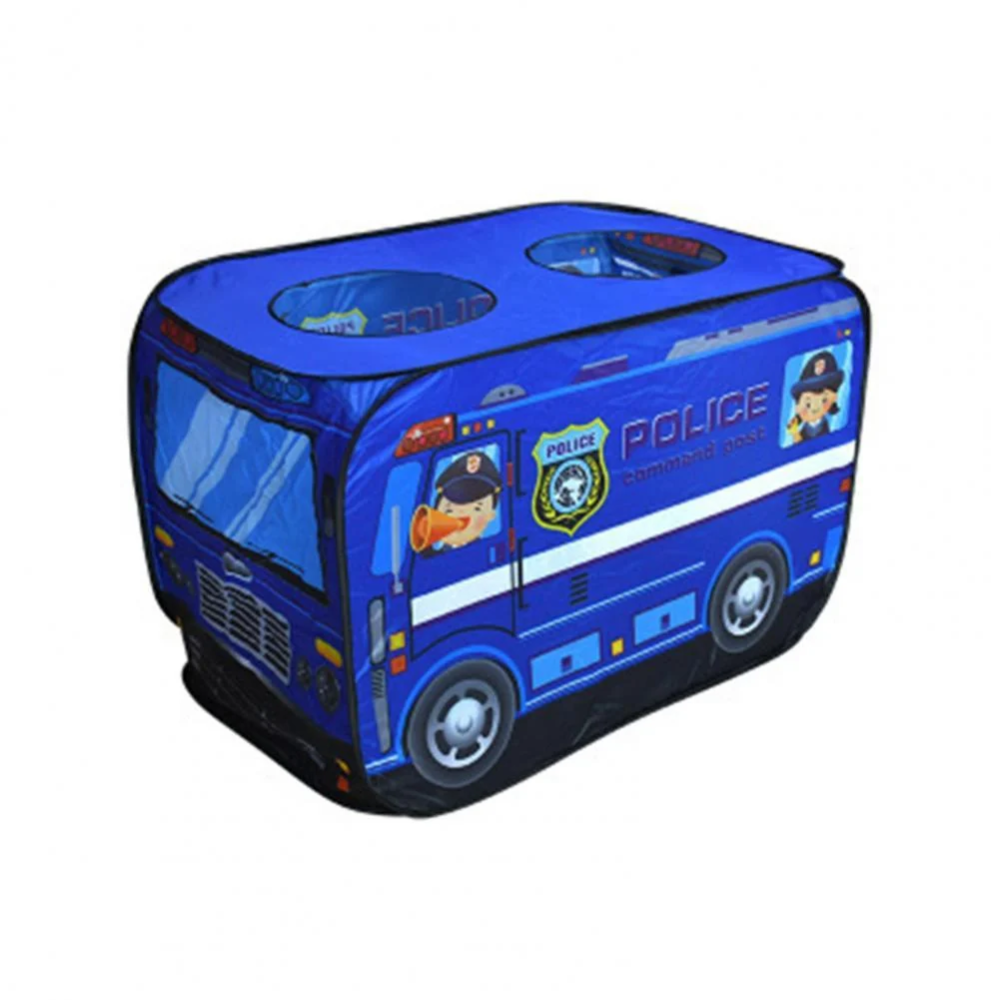 Kids Pop-Up Play Tent – Foldable Fire Truck & Bus Pretend Playhouse