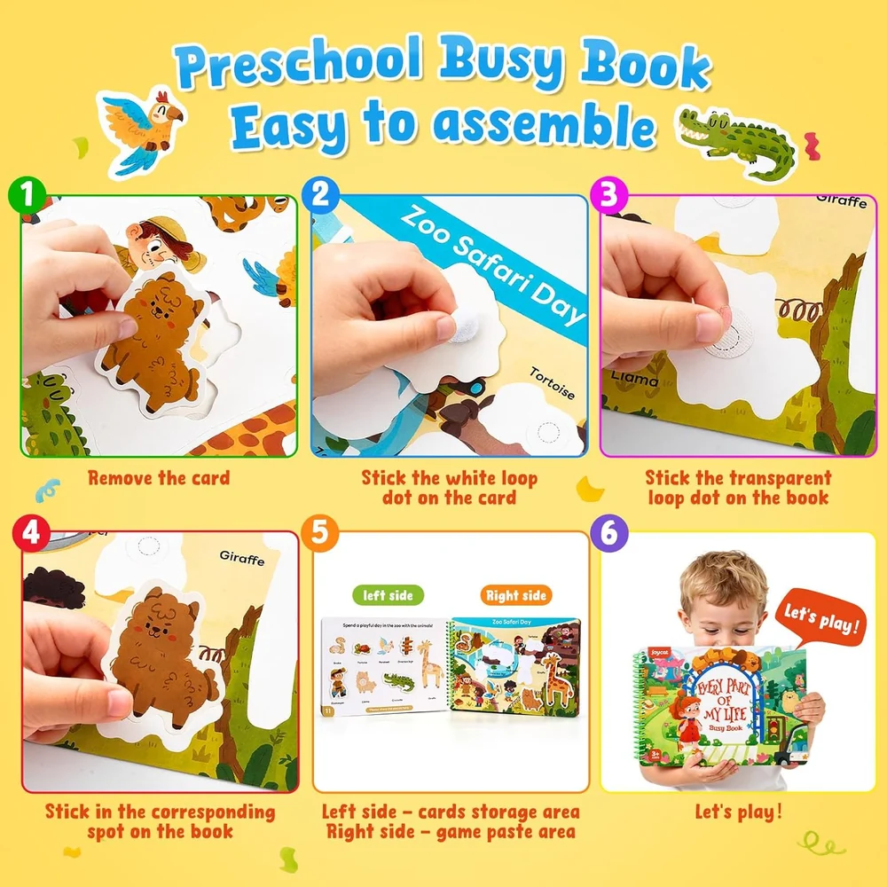 Kids Preschool Busy Book – Interactive Learning Activity Book with 15 Educational Themes