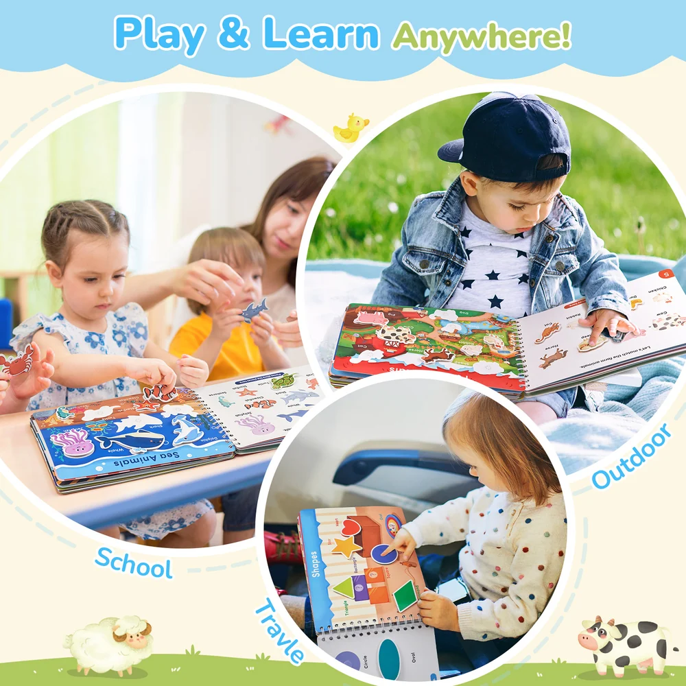 Kids Preschool Busy Book – Interactive Learning Activity Book with 15 Educational Themes
