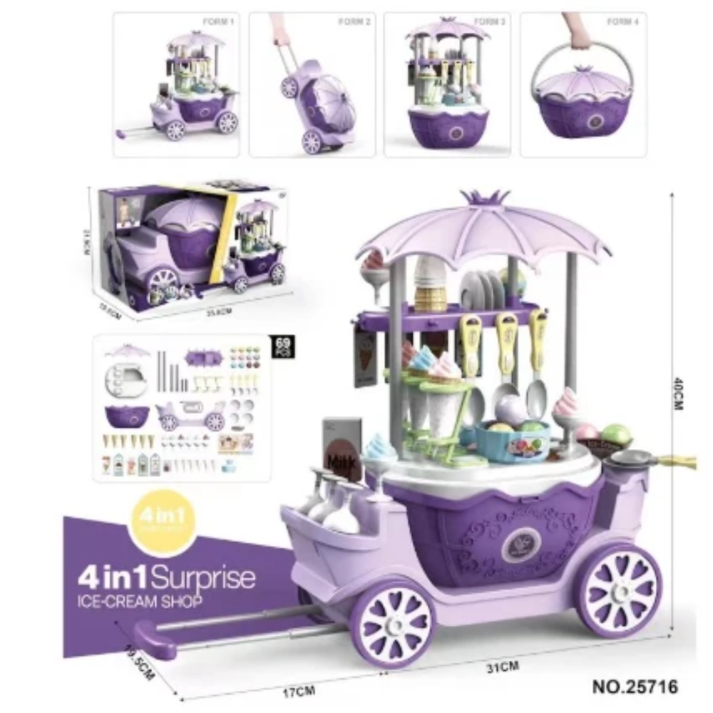 Kids Pretend Play Cart – Interactive Role Play Set with Accessories