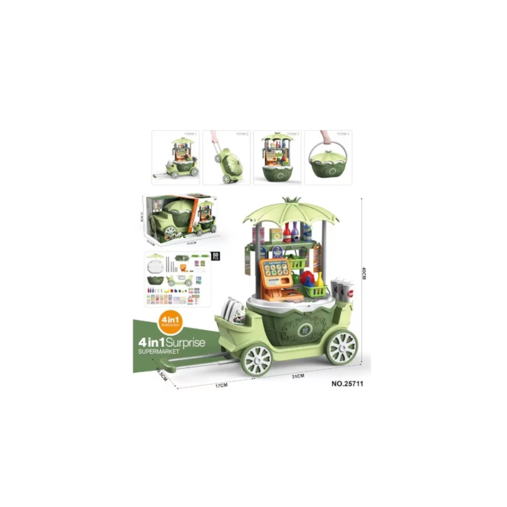 Kids Pretend Play Cart – Interactive Role Play Set with Accessories