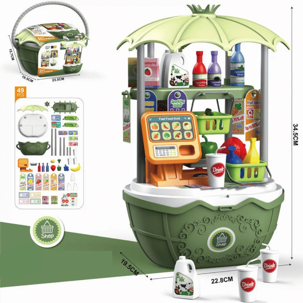 Kids Pretend Play Cart – Interactive Role Play Set with Accessories