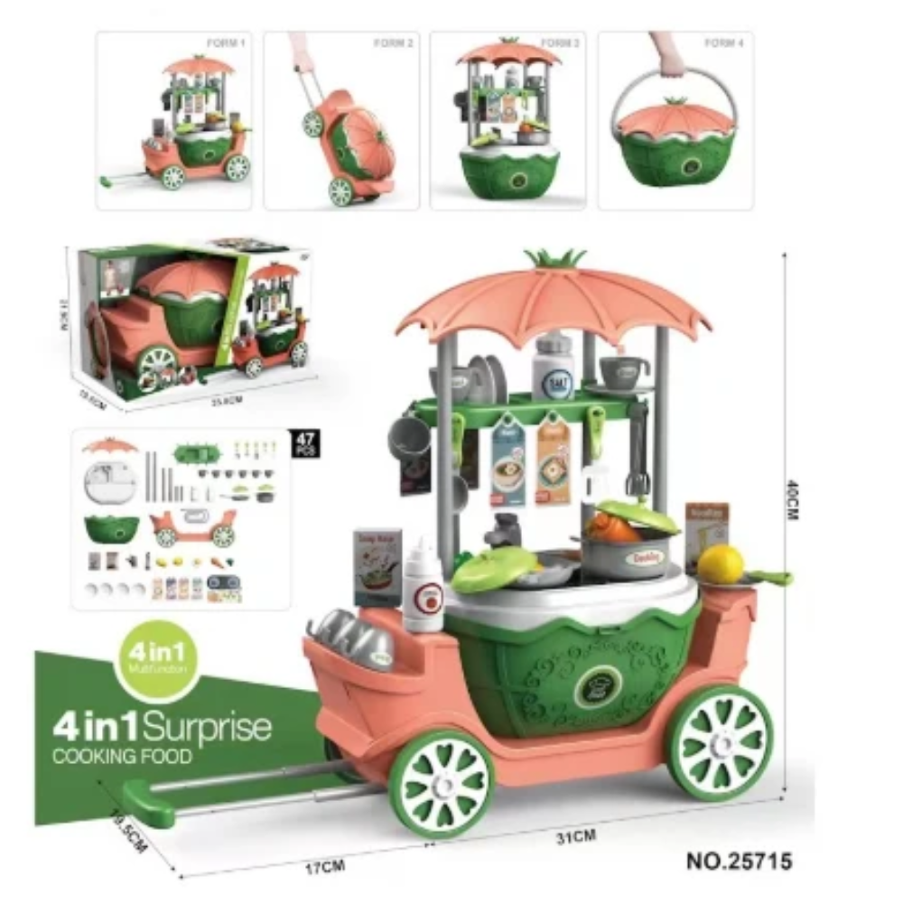 Kids Pretend Play Cart – Interactive Role Play Set with Accessories