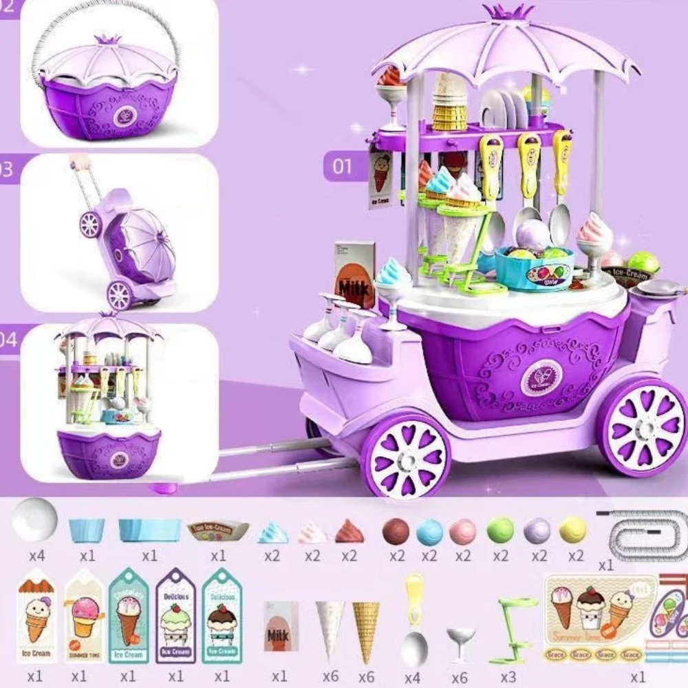Kids Pretend Play Cart – Interactive Role Play Set with Accessories