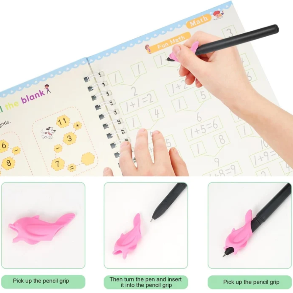 Kids Reusable Magic Practice Books – 4-Book Handwriting and Learning Set with Disappearing Ink Pen