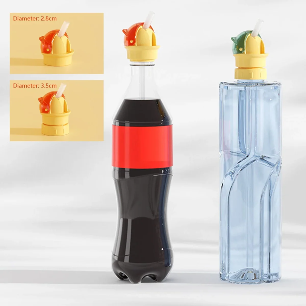 Kids Reusable Water Bottle Cap – Flexible Drinking Straw Adapter for Bottles
