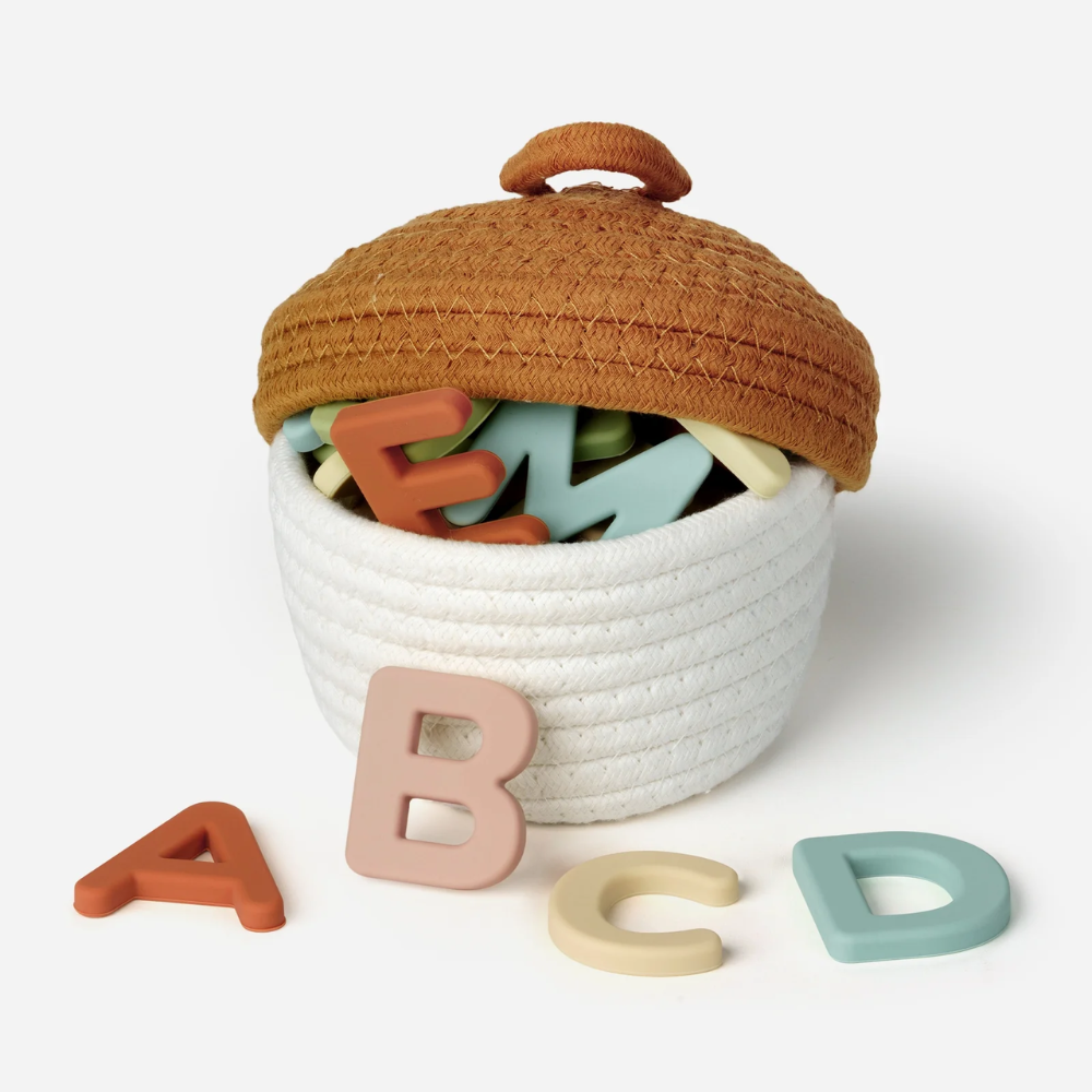 Kids Silicone Magnetic Alphabet Letters – 26-Piece Uppercase ABC Learning Set with Storage Basket