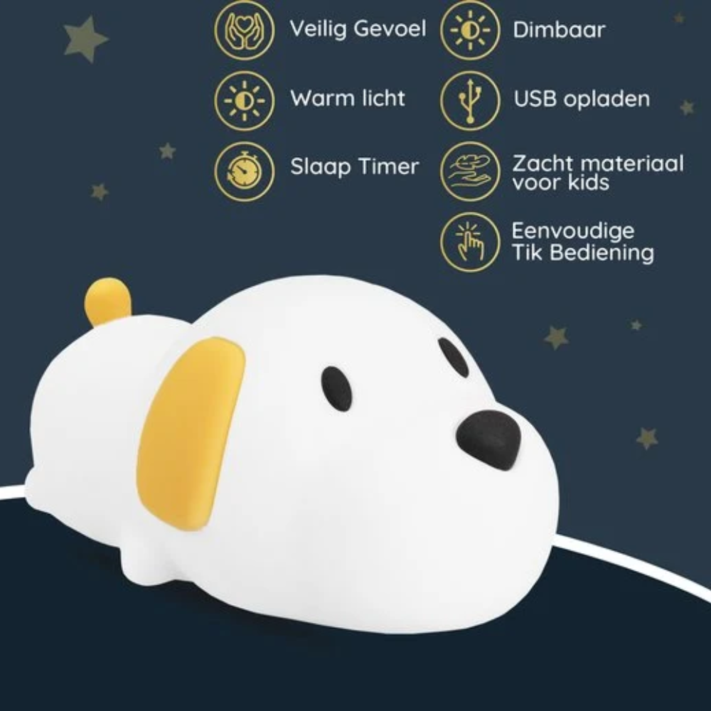 Kids Silicone Night Light – Rechargeable Dimmable Bedside Lamp with 30-Minute Timer