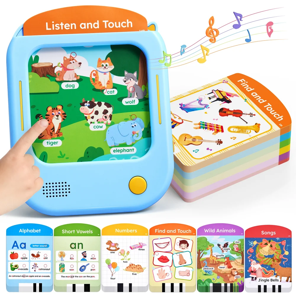 Kids Talking Flash Card Learning Tablet – Screen-Free Educational Toy with 156 Interactive Cards