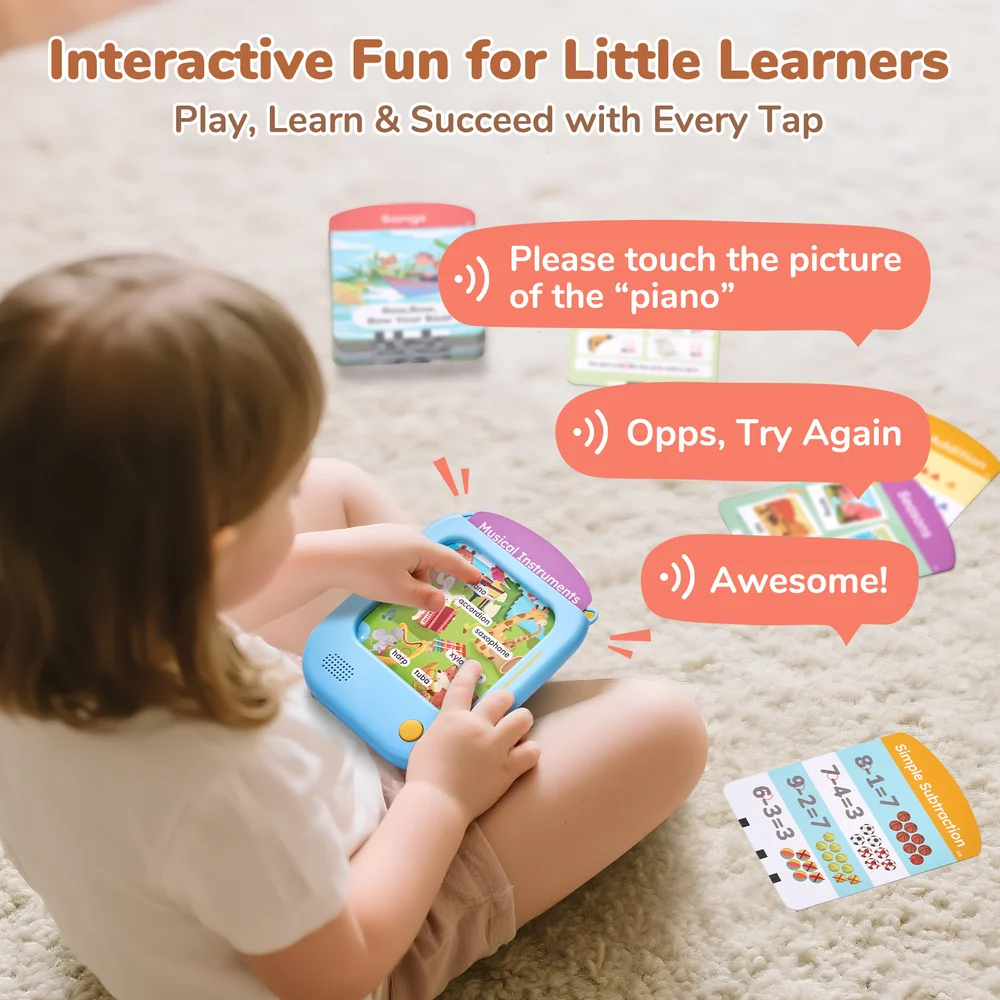 Kids Talking Flash Card Learning Tablet – Screen-Free Educational Toy with 156 Interactive Cards