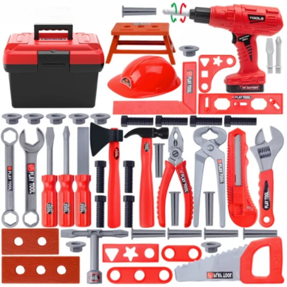 Kids Tool Set – 55-Piece Pretend Play Toolbox with Construction Tools