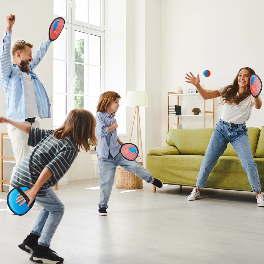 Kids Toss and Catch Ball Game – 4-Paddle Sticky Ball Set with Adjustable Straps
