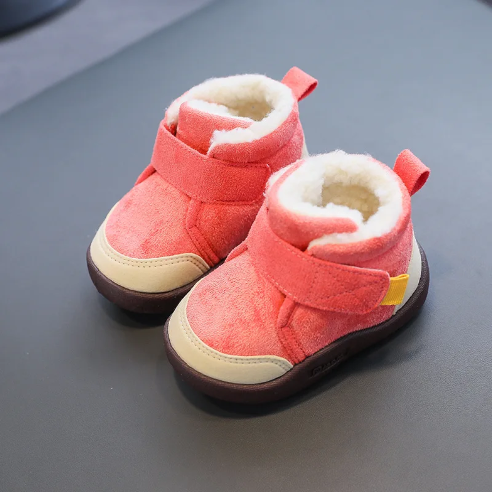 Kids Winter Ankle Boots – Warm Plush Lined Shoes with Hook and Loop Closure