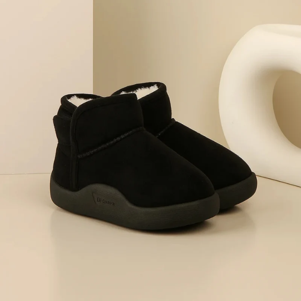Kids Winter Ankle Boots – Warm Plush Lined Shoes with Hook and Loop Closure