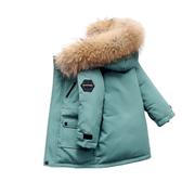 Kids Winter Parka Jacket – Padded Coat with Fur Trim Hood