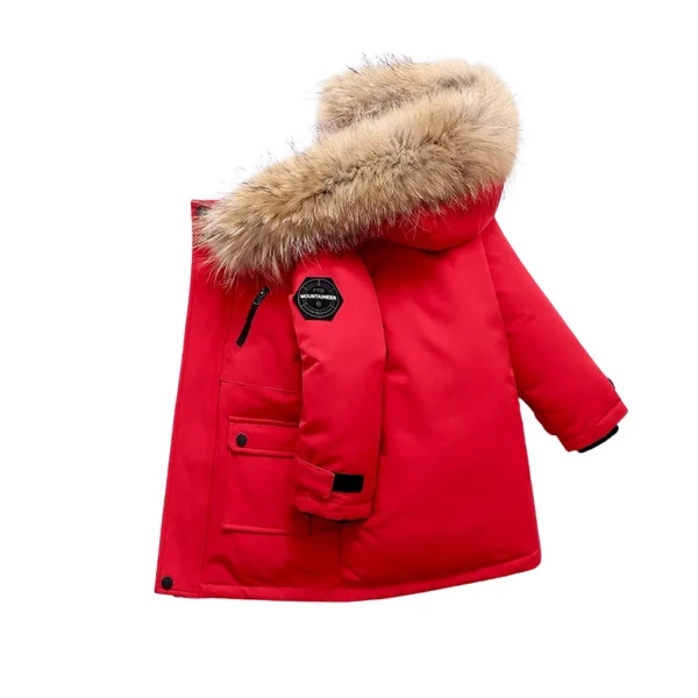 Kids Winter Parka Jacket – Padded Coat with Fur Trim Hood