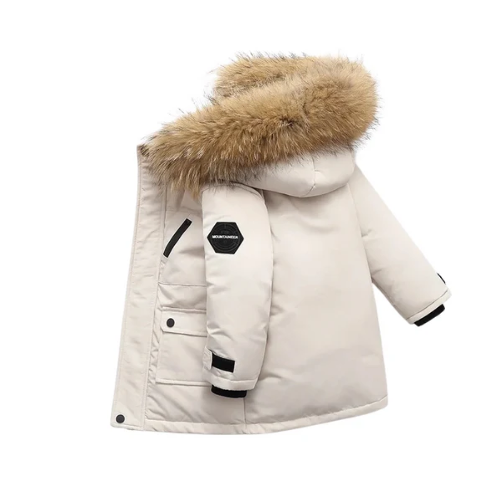 Kids Winter Parka Jacket – Padded Coat with Fur Trim Hood